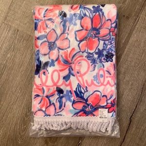 Lilly Pulitzer Party Like A Lobstar beach towel red white blue tassels New NIP